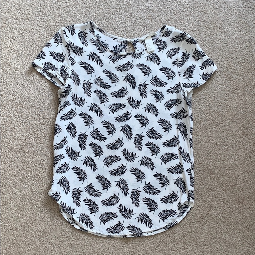 H&M // White and Black Feather Top